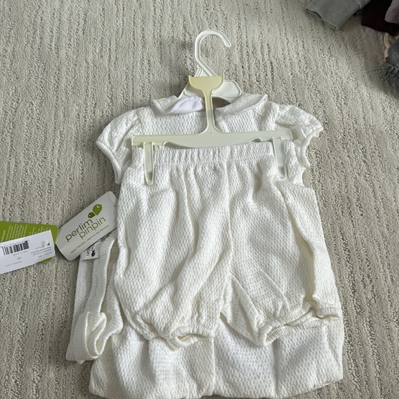 NWT 18 month baptism first birthday outfit 100% cotton rosettes headband bloomer - Picture 5 of 9